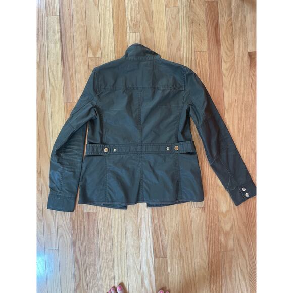 J. Crew Black Label Women XS Downtown Field Utility Jacket Wax Coated Army Green - Picture 3 of 5